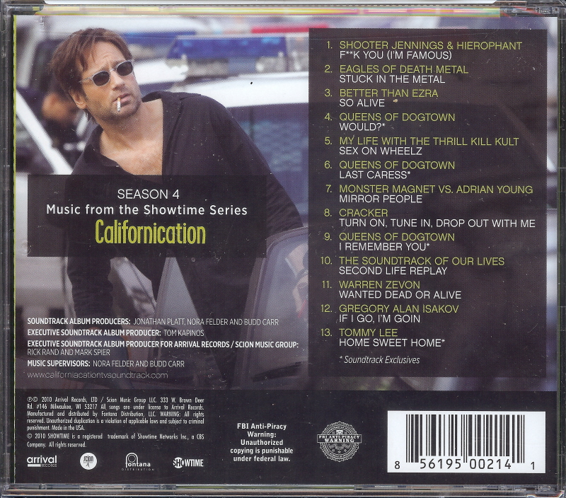 Californication Season 5 Episode 1 Soundtrack Tommy Collectibles